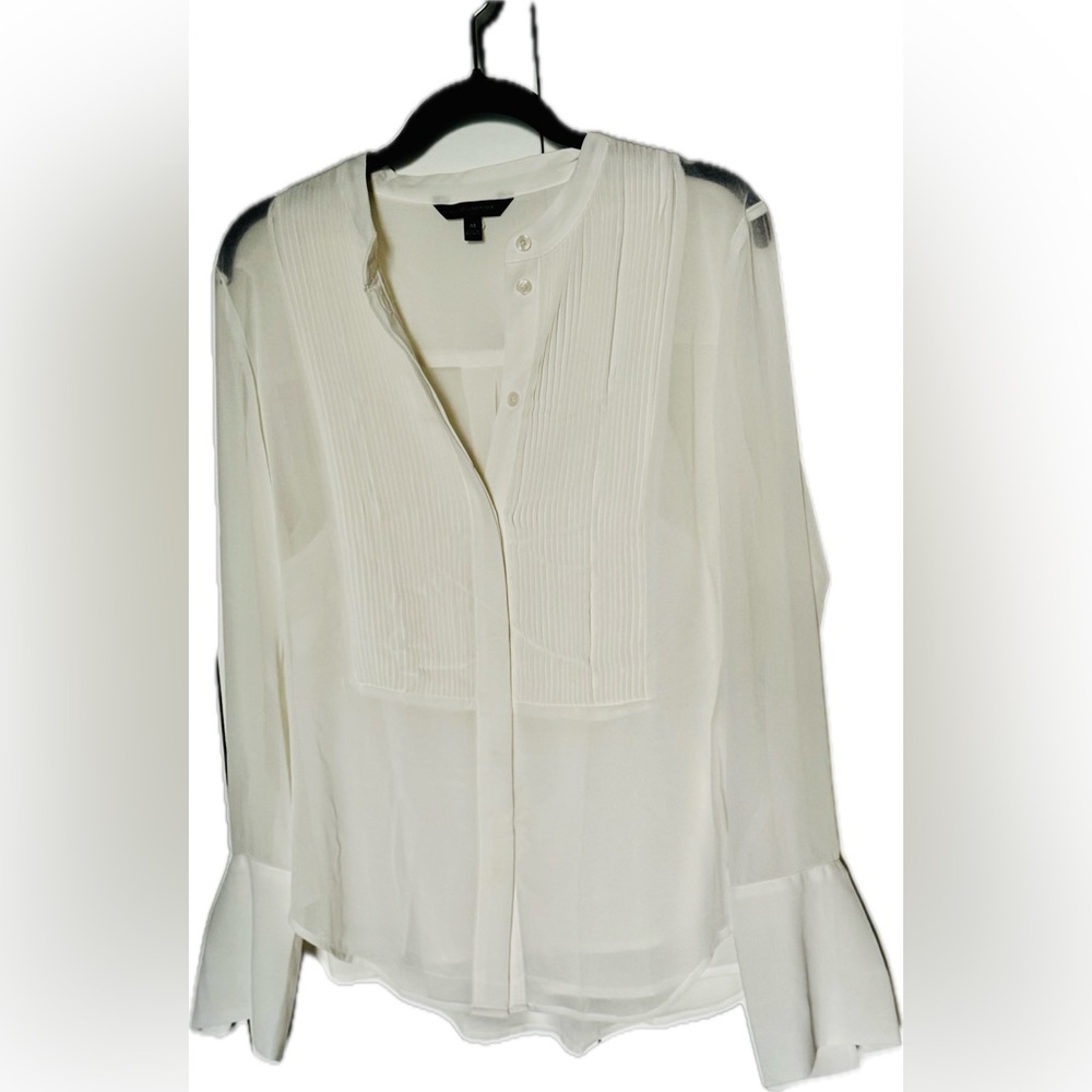 Banana Republic White Pleated Blouse